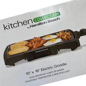 Hamilton Beach Black Electric Griddle 10”X16” Adjustable Temperature